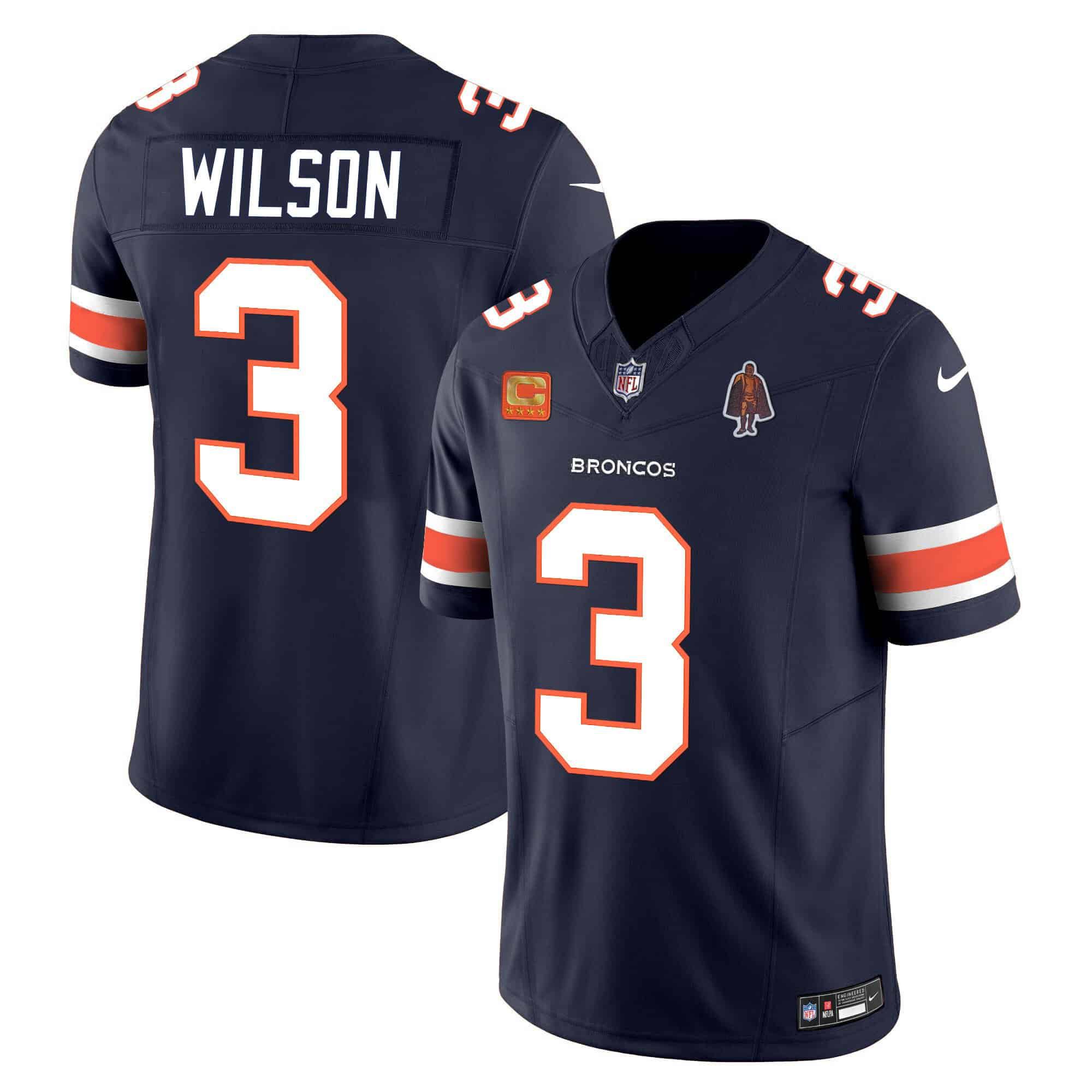 Men Denver Broncos 3 Wilson Blue 2024 Nike Vapor Limited NFL Jersey style 2